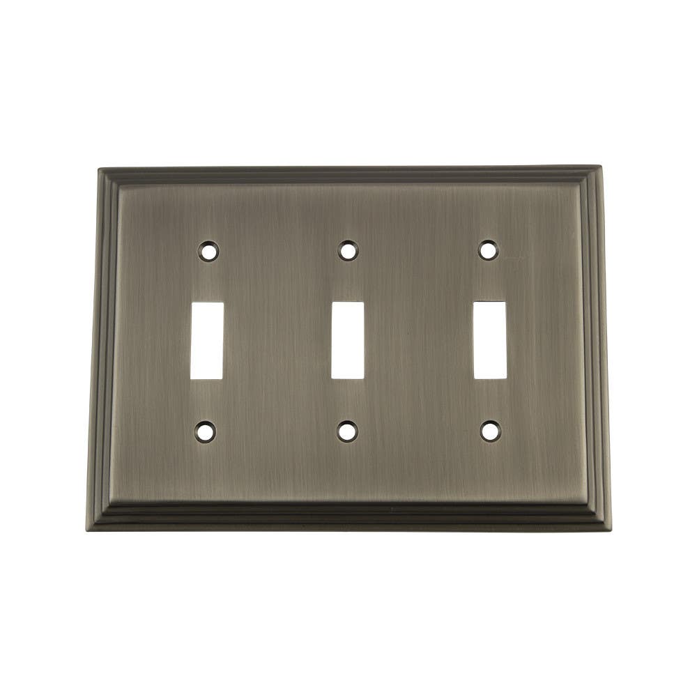 Nostalgic Warehouse DECSWPLTT3 Deco Switch Plate w/ Triple Toggle