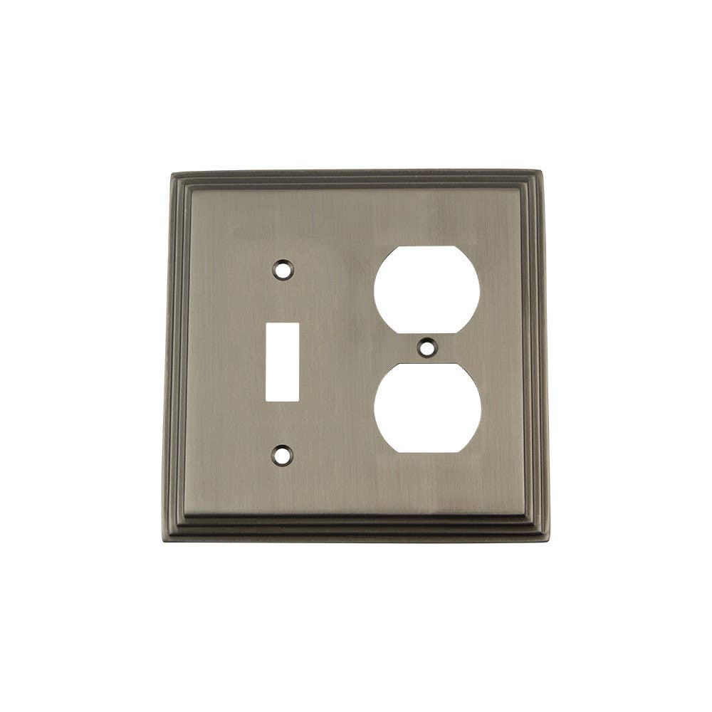 Nostalgic Warehouse DECSWPLTTD Deco Switch Plate w/ Toggle & Outlet