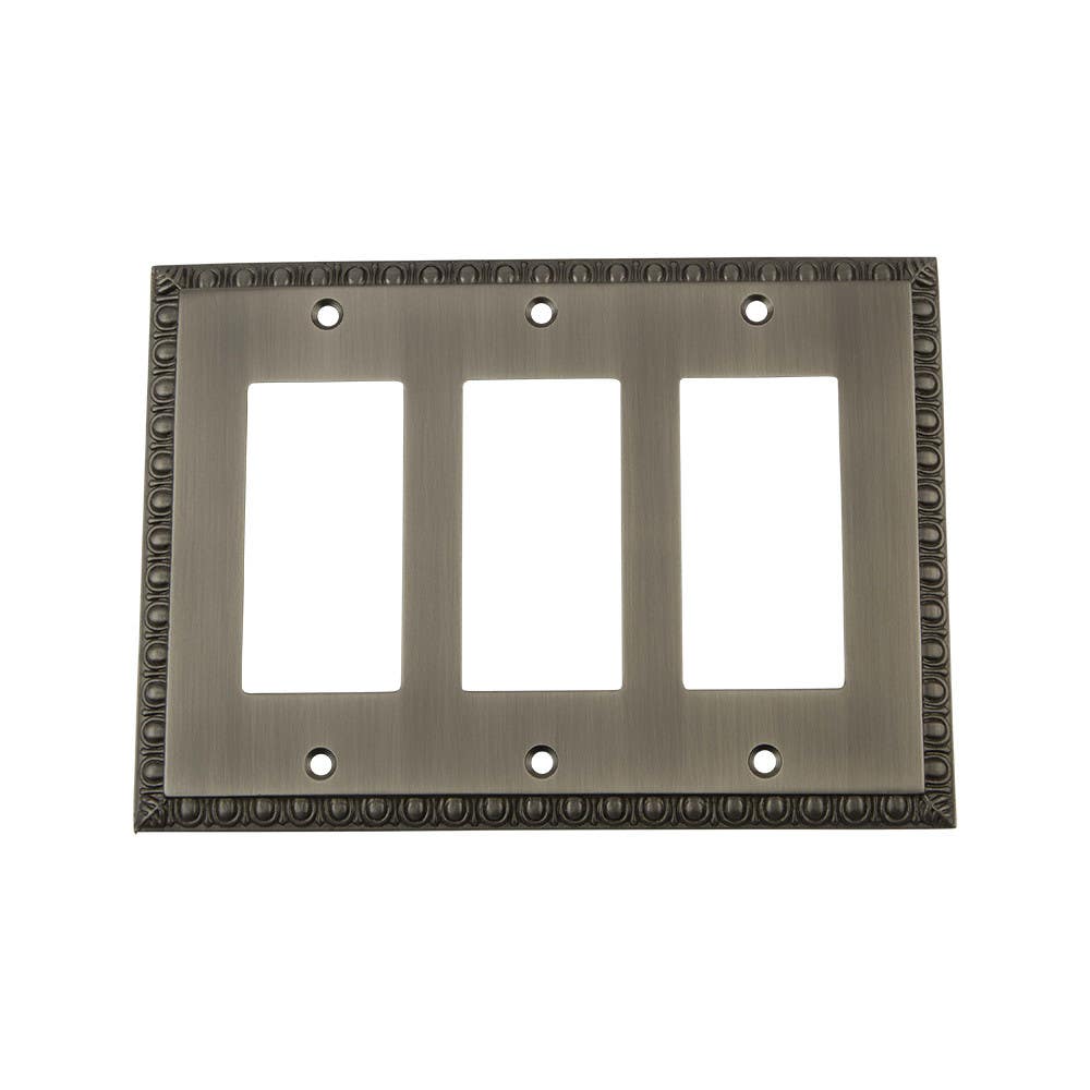 Nostalgic Warehouse EADSWPLTR3 Egg & Dart Switch Plate w/ Triple Rocker