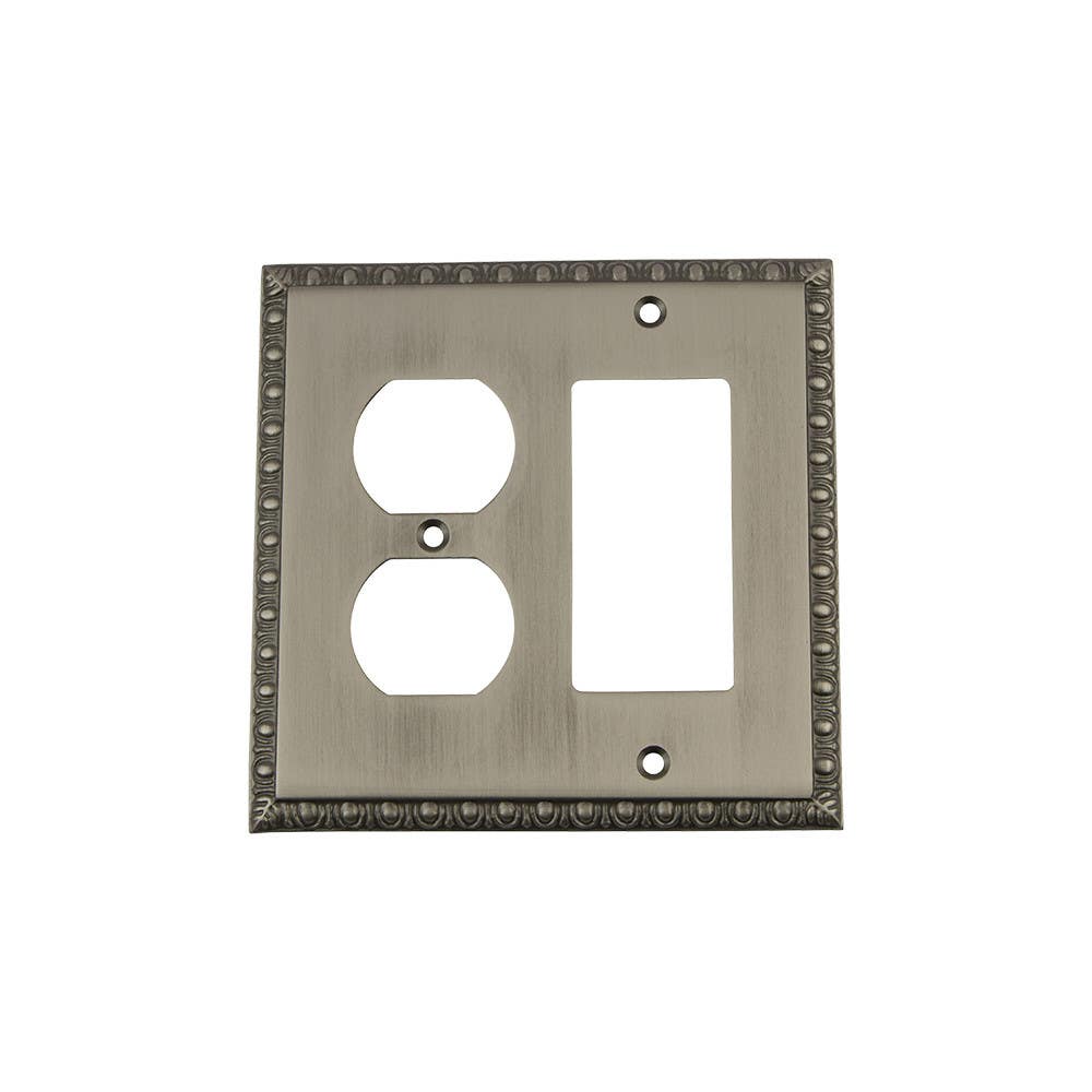 Nostalgic Warehouse EADSWPLTRD Egg & Dart Switch Plate w/ Rocker & Outlet
