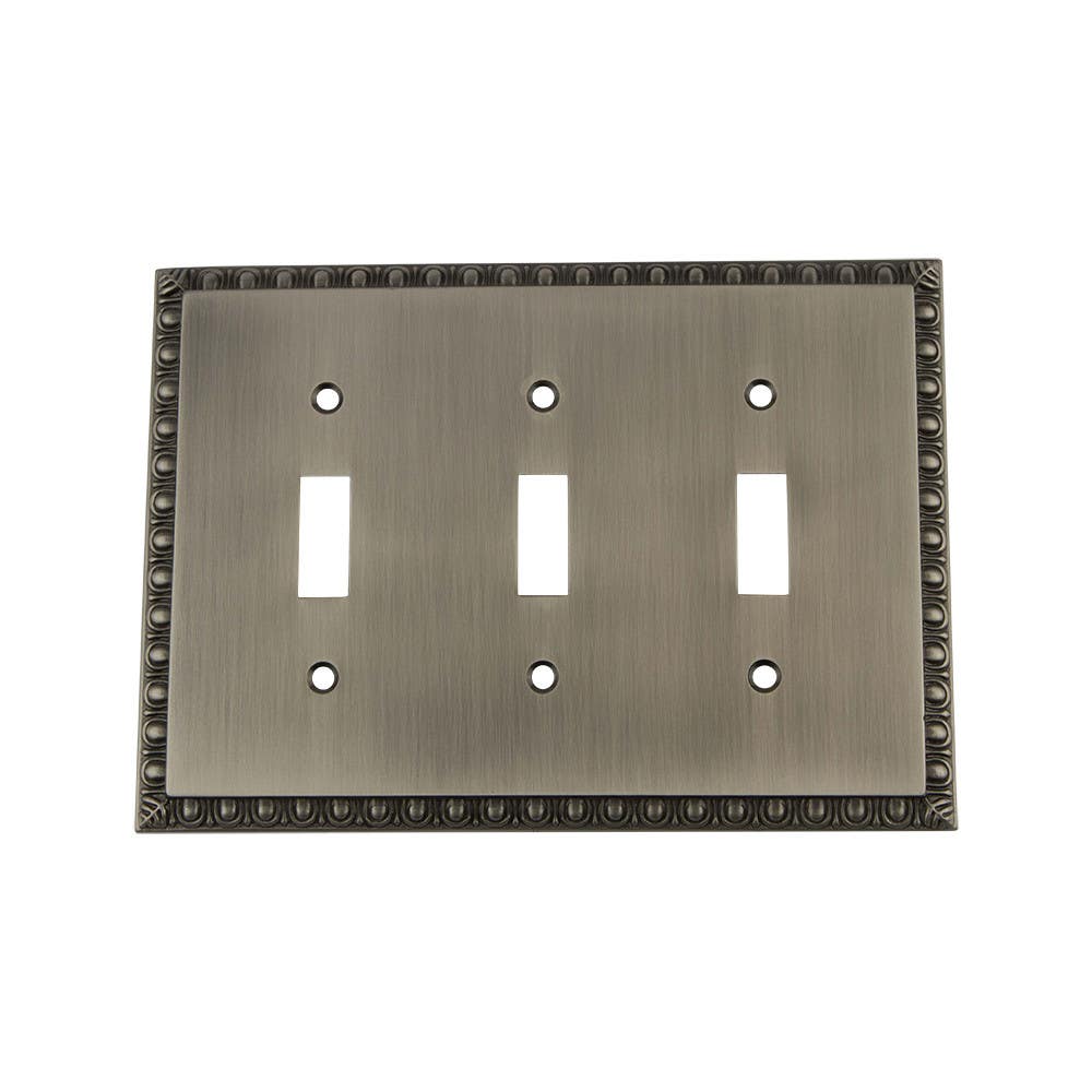 Nostalgic Warehouse EADSWPLTT3 Egg & Dart Switch Plate w/ Triple Toggle