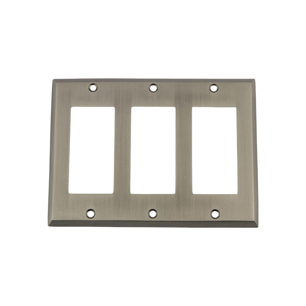 Nostalgic Warehouse NYKSWPLTR3 New York Switch Plate w/ Triple Rocker