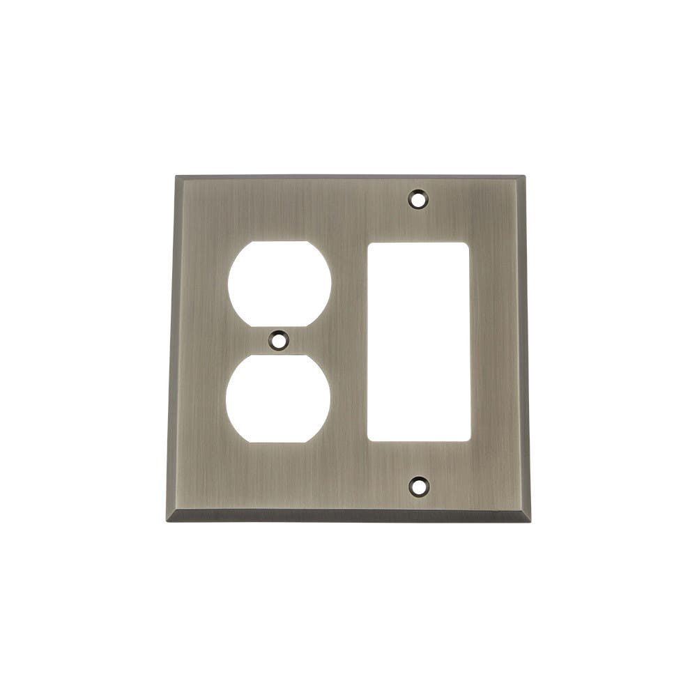 Nostalgic Warehouse NYKSWPLTRD New York Switch Plate w/ Rocker & Outlet