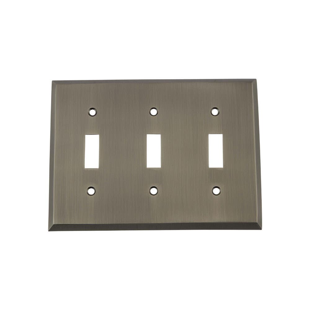 Nostalgic Warehouse NYKSWPLTT3 New York Switch Plate w/ Triple Toggle
