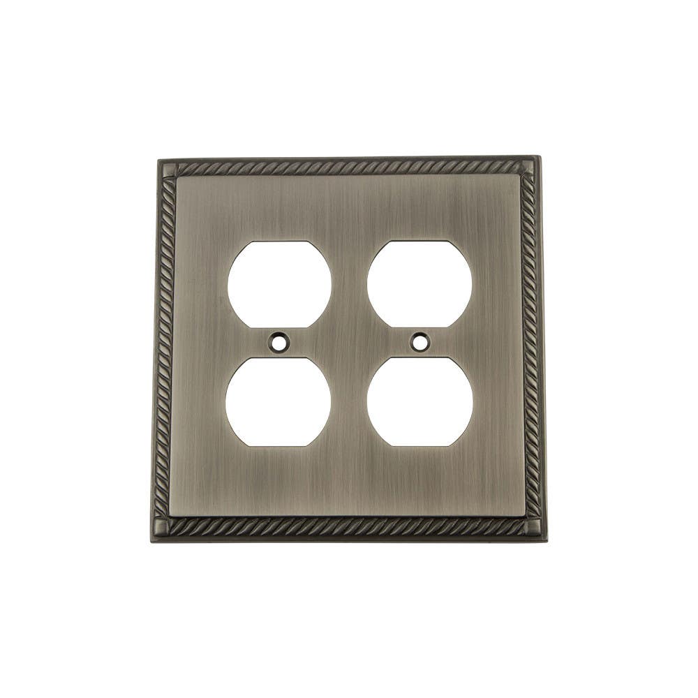 Nostalgic Warehouse ROPSWPLTD2 Rope Switch Plate w/ Double Outlet