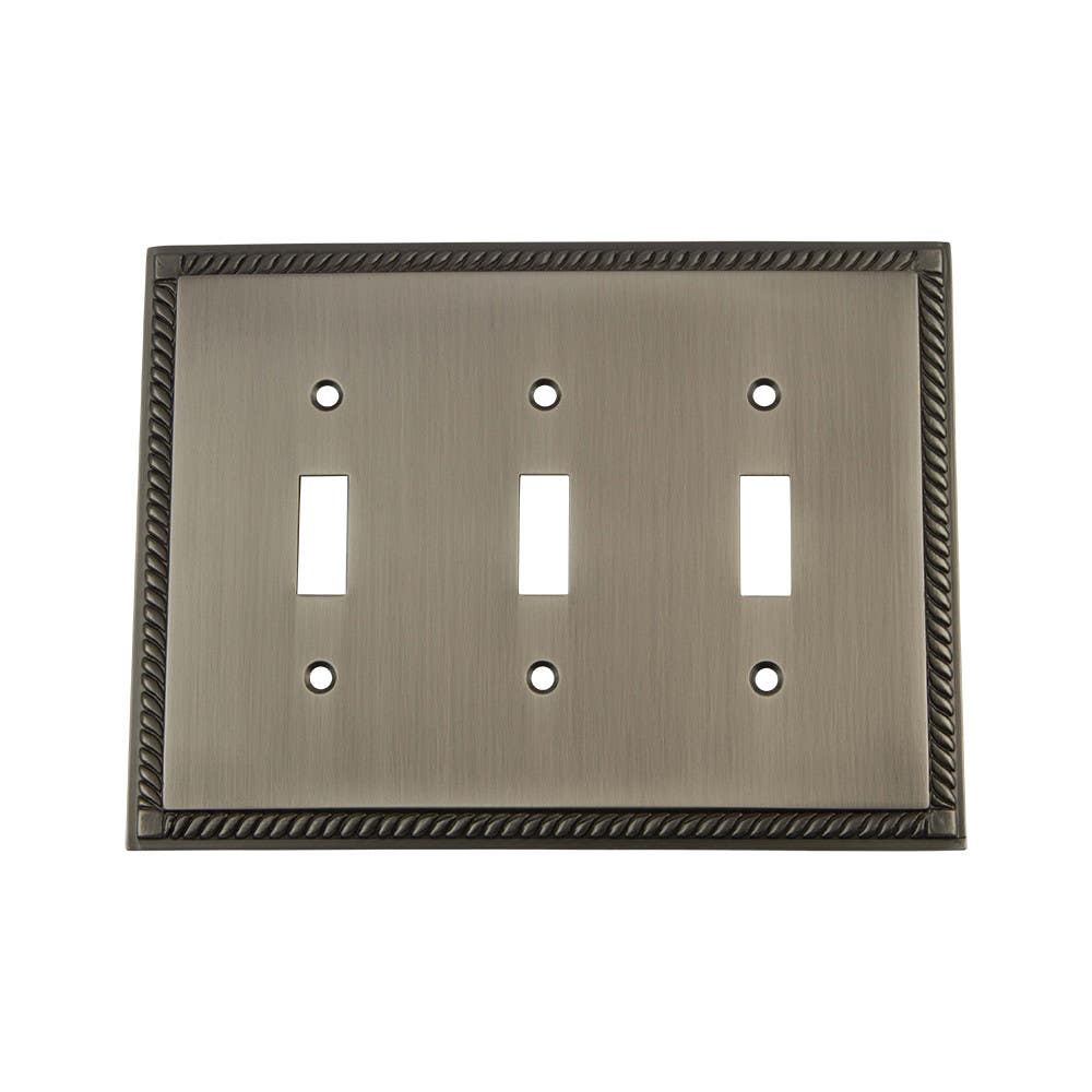 Nostalgic Warehouse ROPSWPLTT3 Rope Switch Plate w/ Triple Toggle