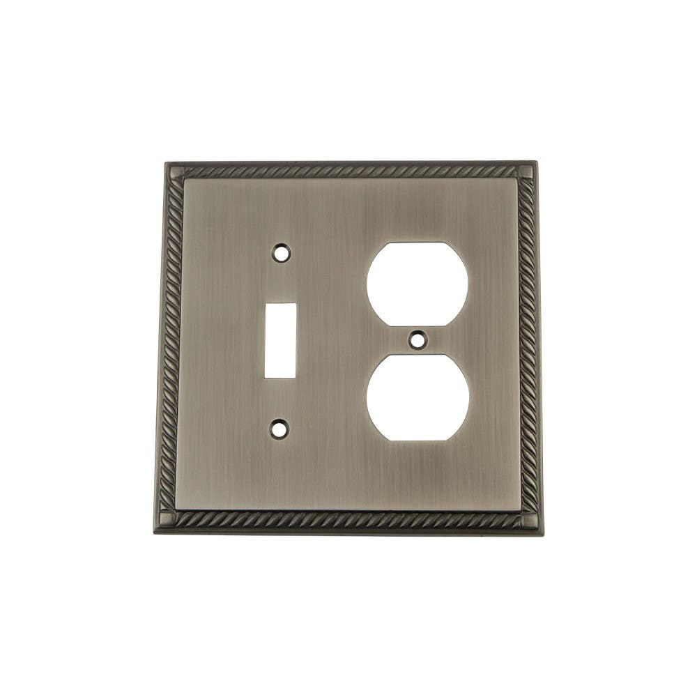 Nostalgic Warehouse ROPSWPLTTD Rope Switch Plate w/ Toggle & Outlet