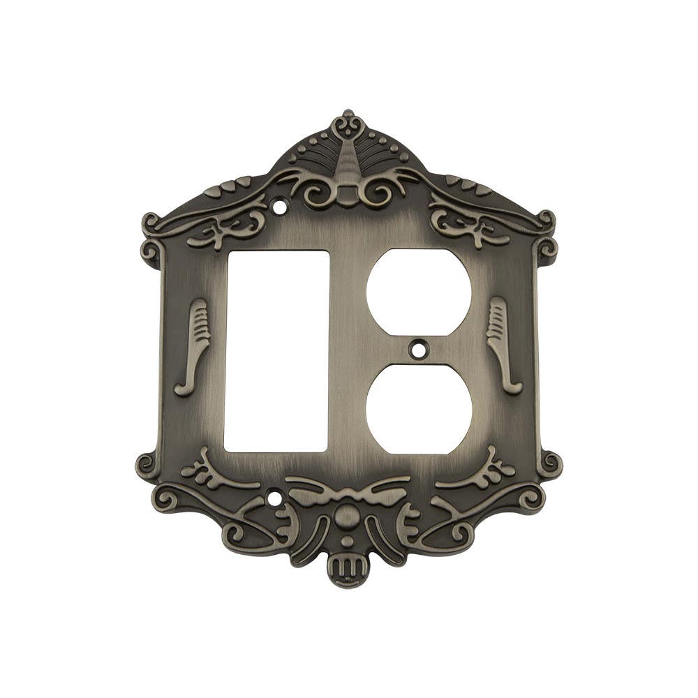 Nostalgic Warehouse VICSWPLTRD Victorian Switch Plate w/ Rocker & Outlet
