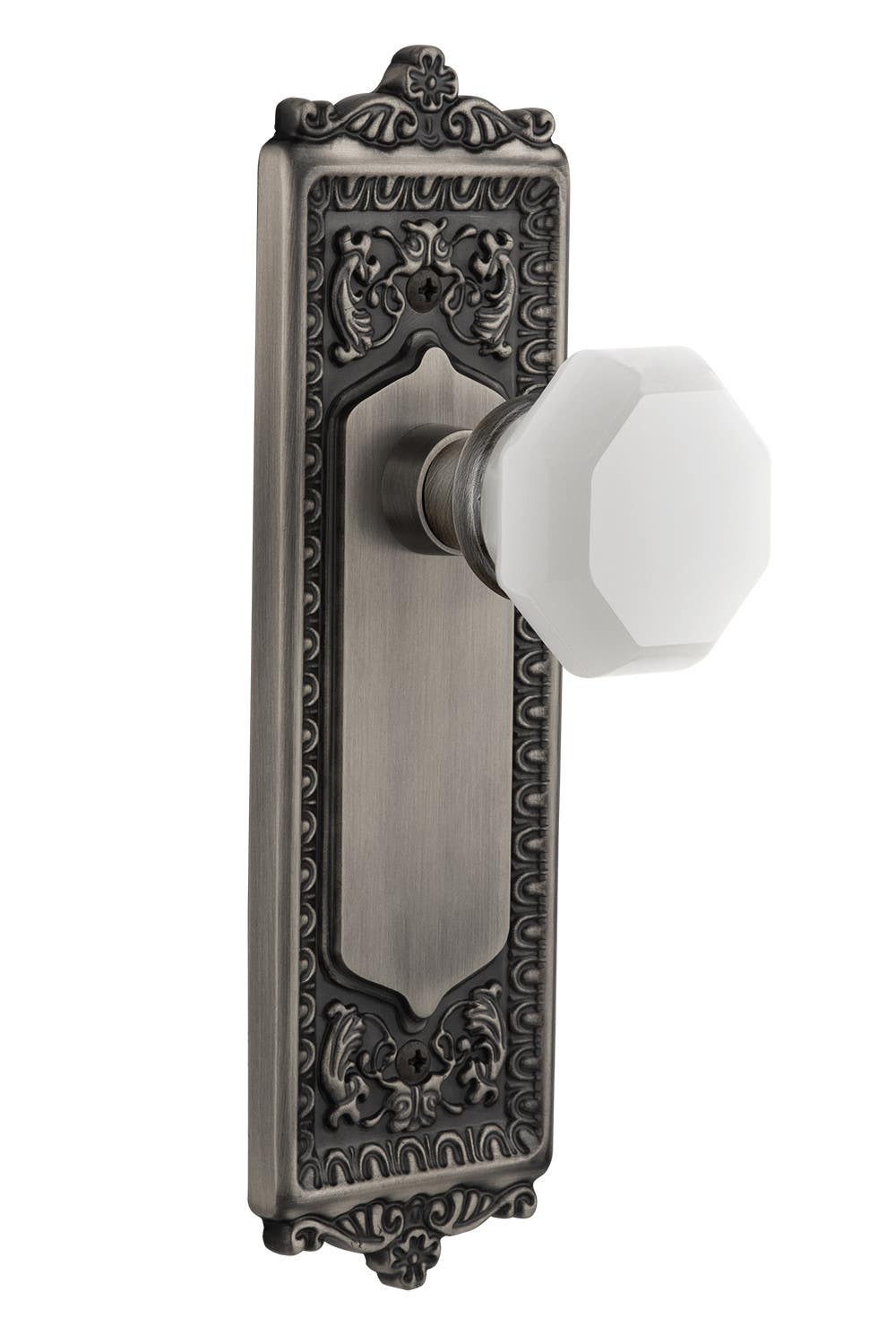 Nostalgic Warehouse EADWAW Egg & Dart Plate w/ Waldorf White Milk Glass Knob