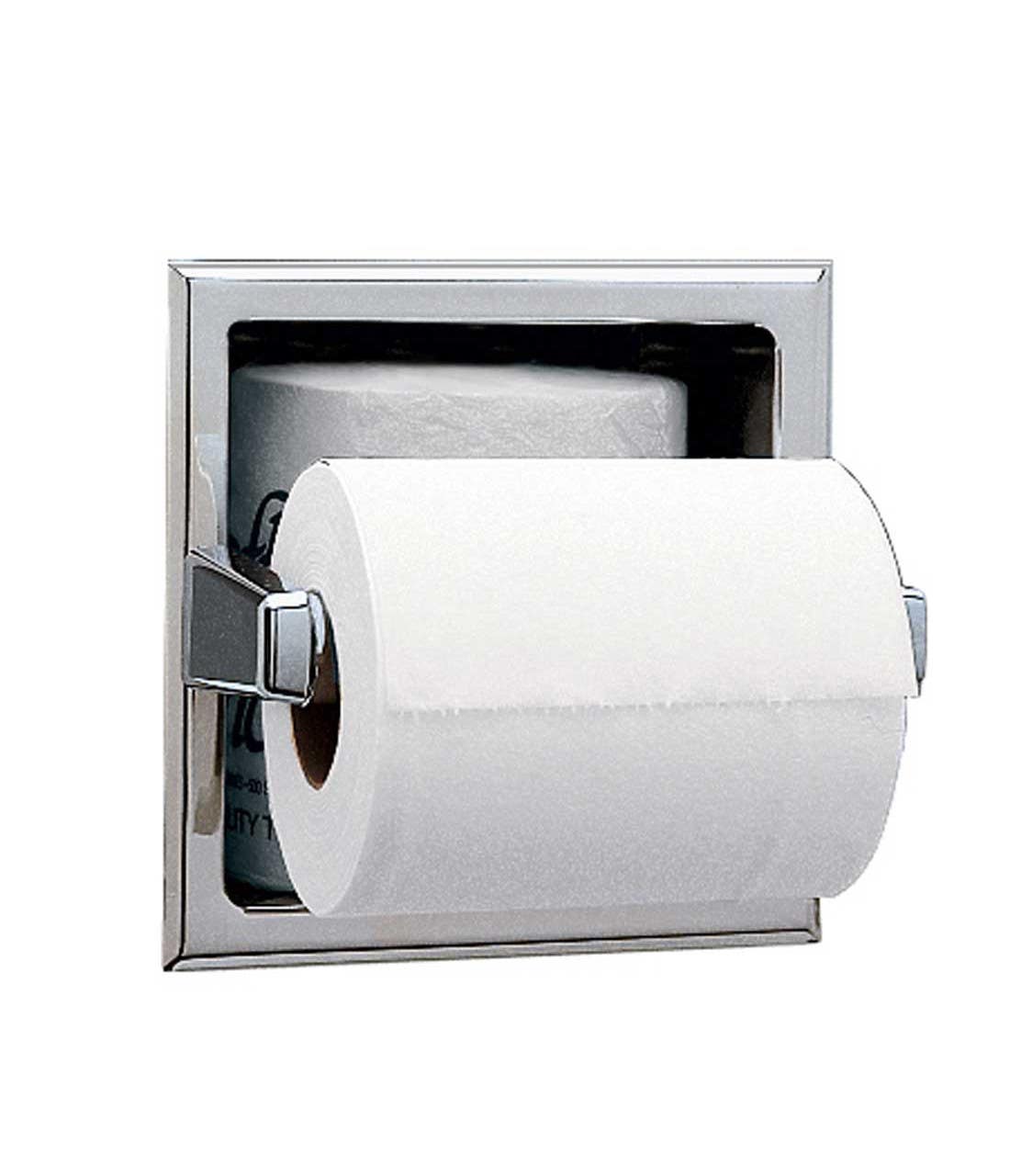 Bobrick B-6637 Recessed Toilet Tissue Dispenser w/ Extra Roll Storage, Two Rolls,Finish-Satin
