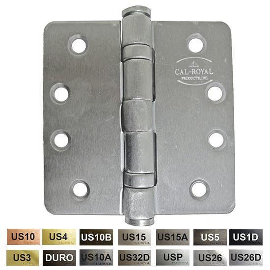 Cal-Royal BBRC45 Full Mortise Standard Weight Two Ball Bearing Hinge, 4" x 4"