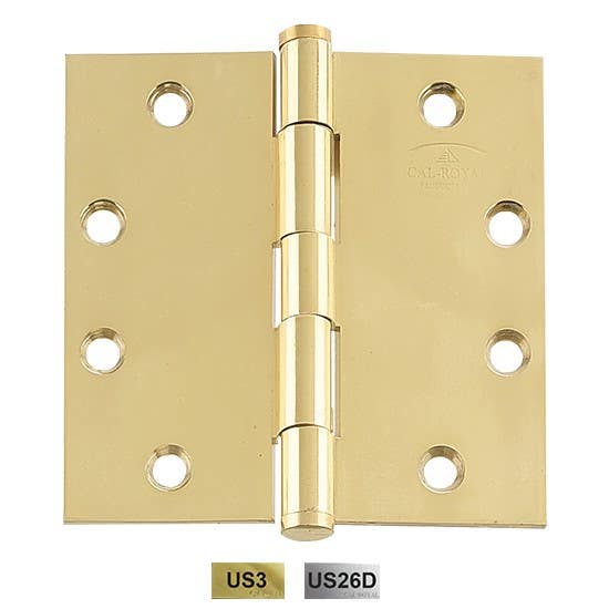 Cal-Royal SBTBH30 Full Mortise, Plain Bearing Hinge 4 1/2" x 4 1/2"