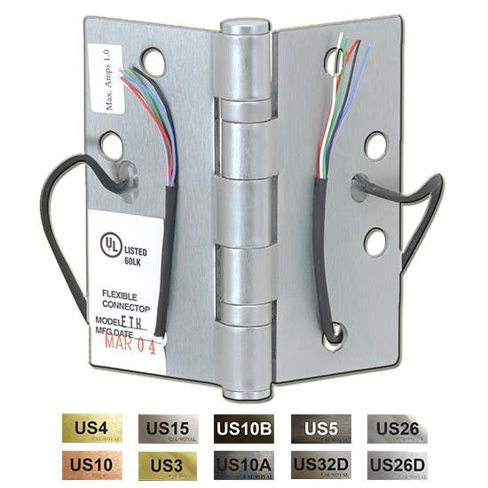 Cal-Royal ELE4BB31 Energy Transfer Hinge Full Mortise Two Ball Bearing, 4 1/2" x 4 1/2" - 4 Wires