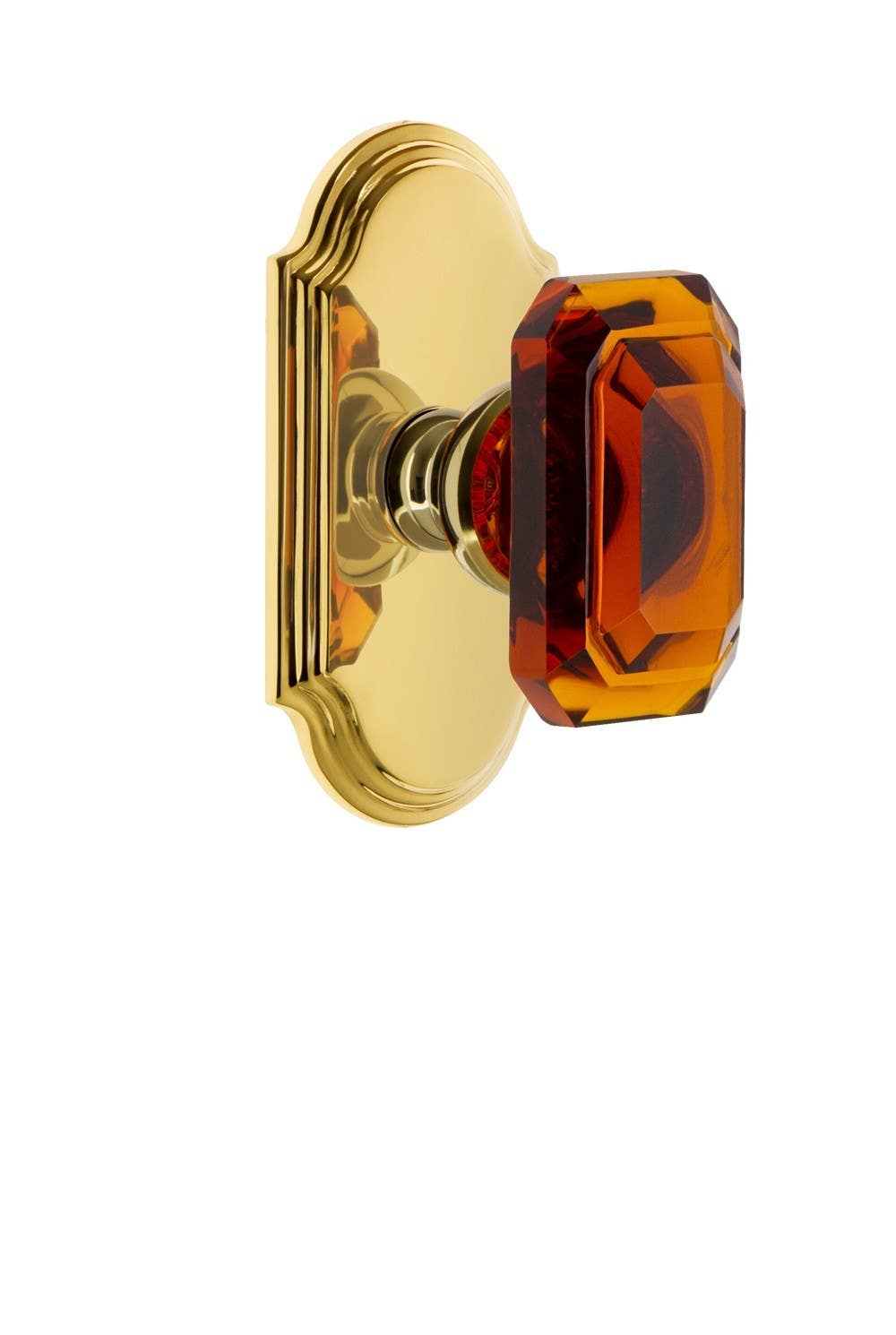Grandeur Arc Plate w/ Baguette Amber Crystal Knob