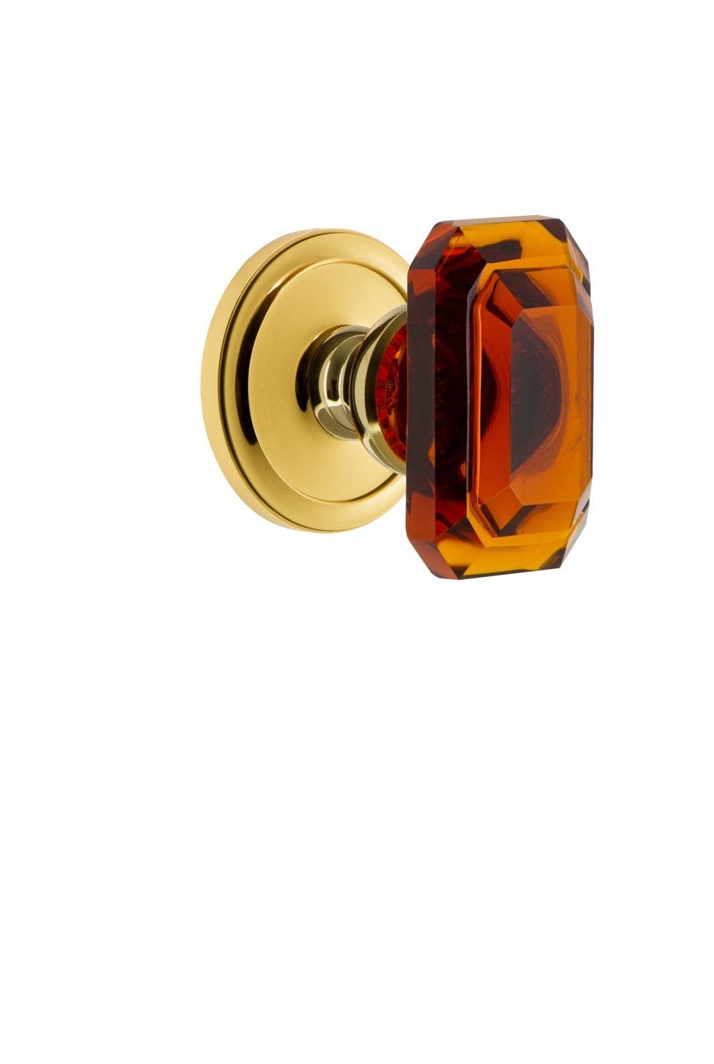 Grandeur Circulaire Rosette w/ Baguette Amber Crystal Knob