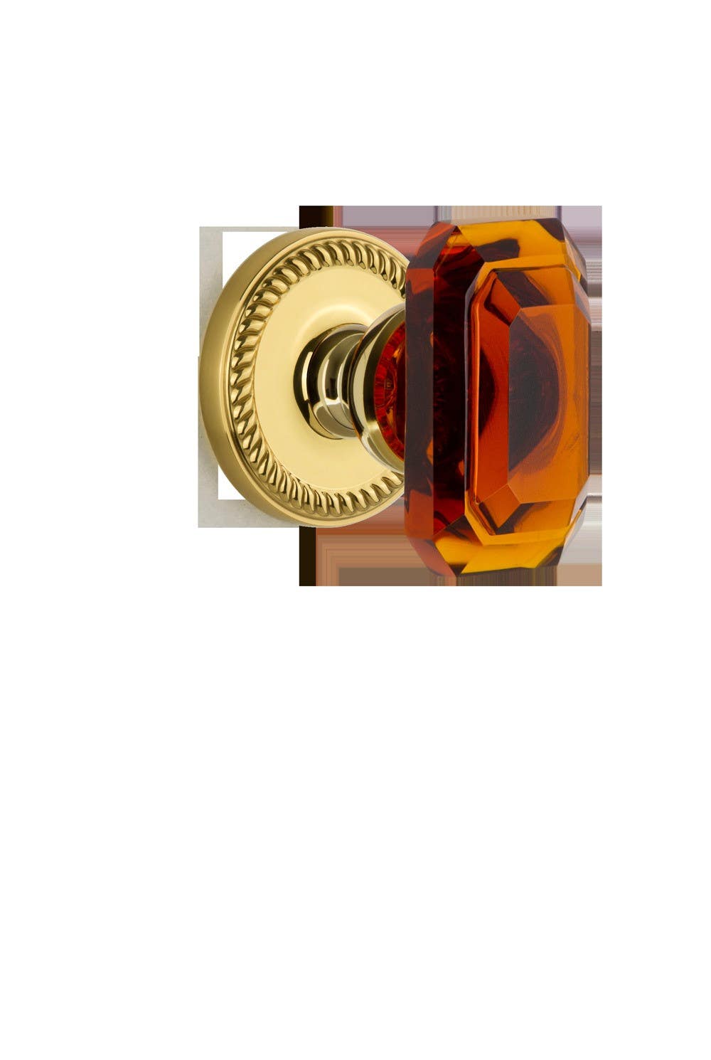 Grandeur Newport Rosette w/ Baguette Amber Crystal Knob