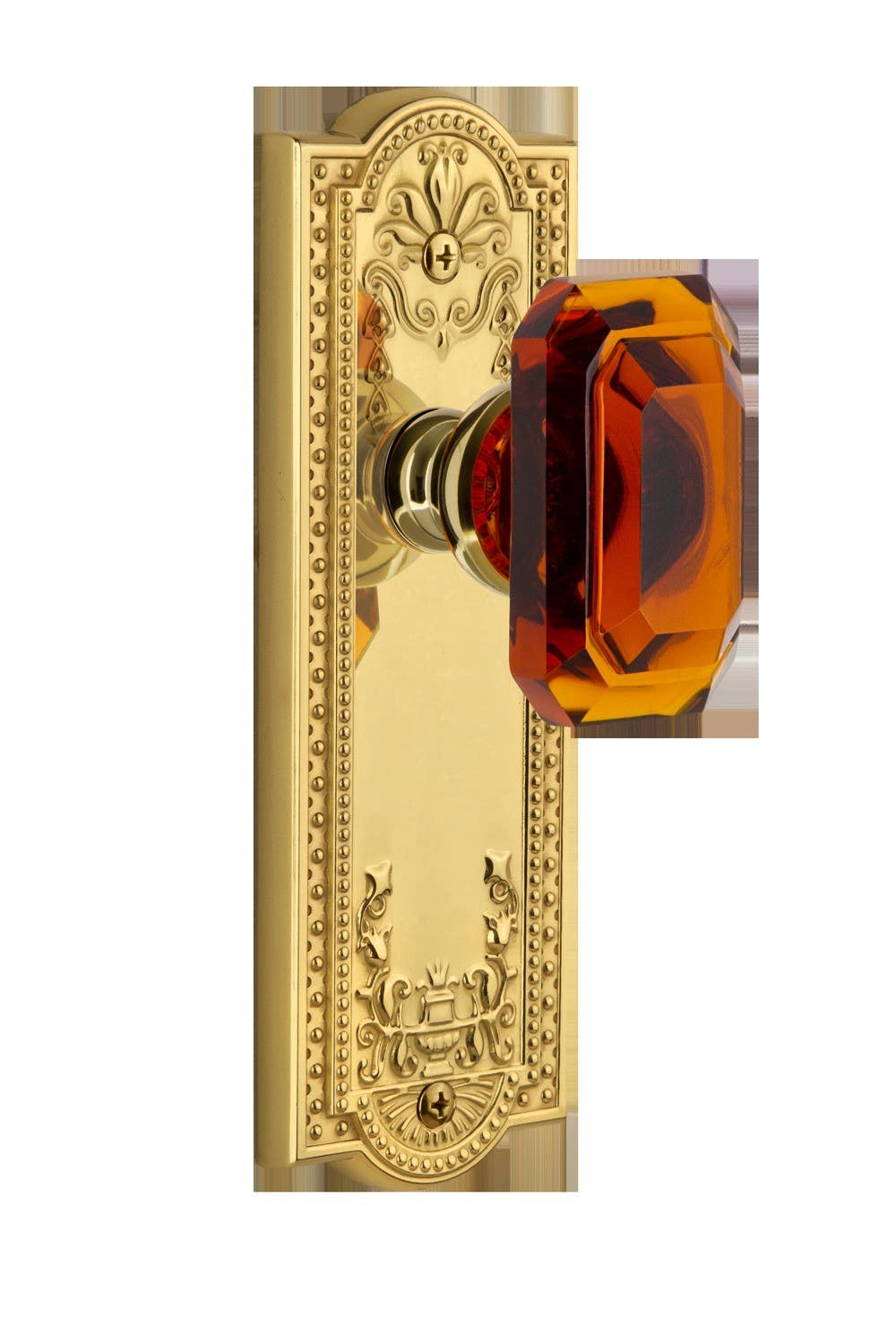 Grandeur Parthenon Plate w/ Baguette Amber Crystal Knob