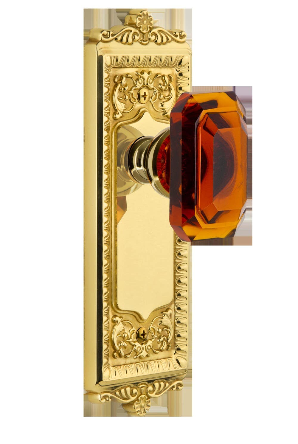 Grandeur Windsor Plate w/ Baguette Amber Crystal Knob