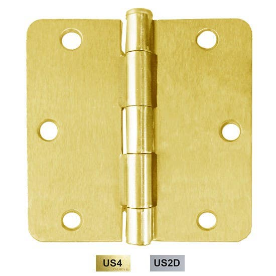 Cal-Royal RH61B Full Mortise Residential Hinge Round Corner Plain Bearing 3 1/2" x 3 1/2", 1/4" Radius
