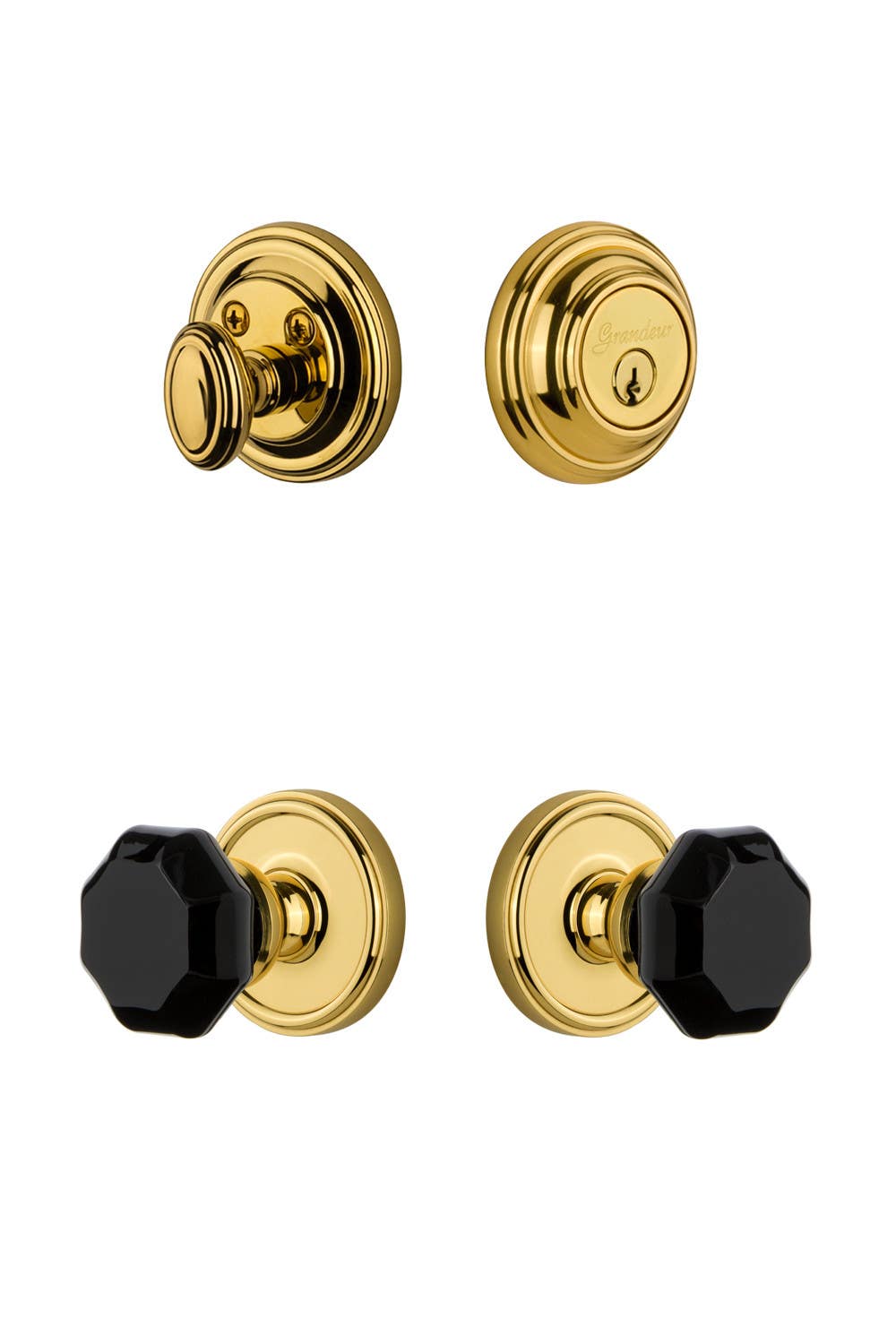 Grandeur Georgetown Rosette w/ Lyon Knob & Matching Deadbolt