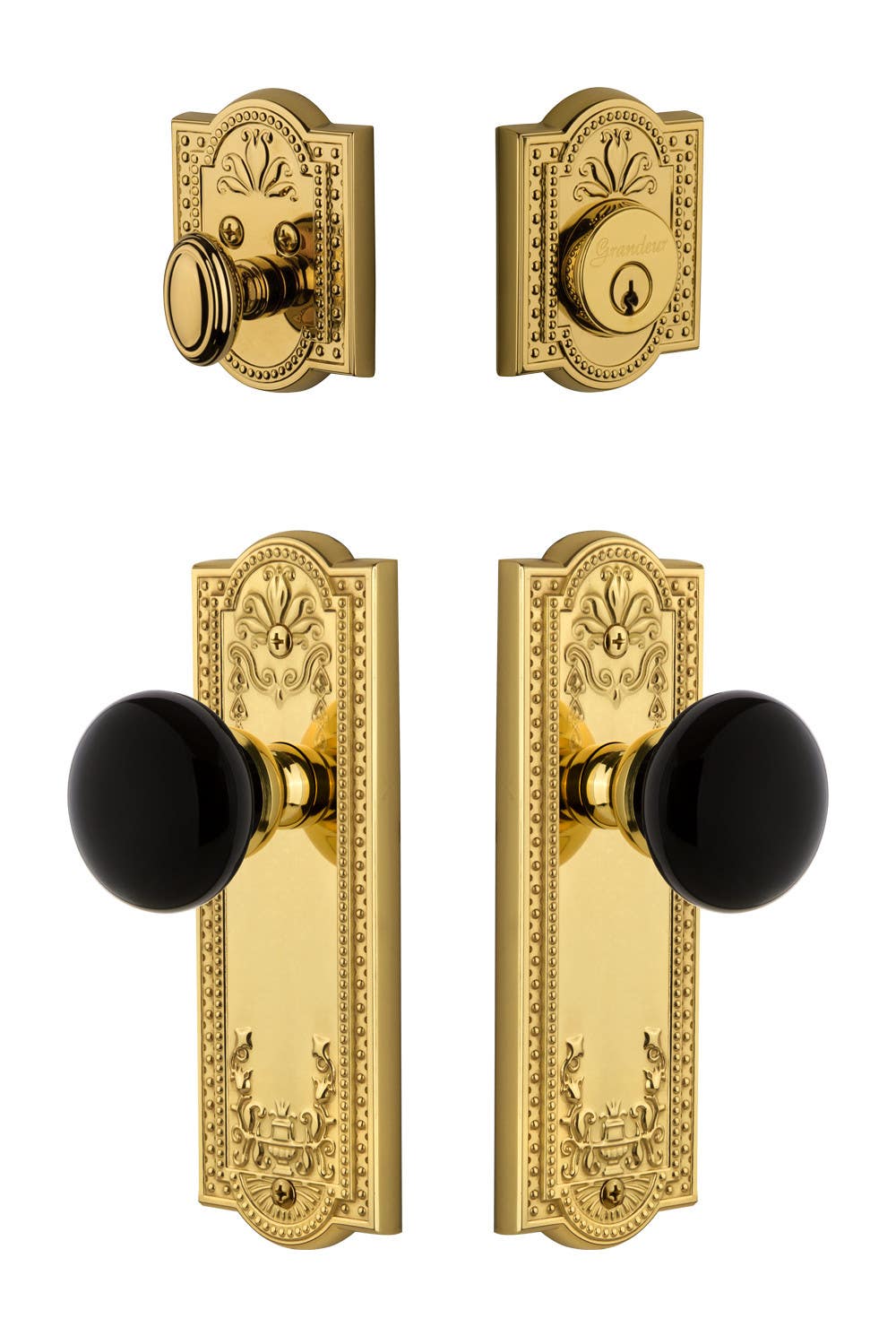 Grandeur Parthenon Plate w/ Coventry Knob & Matching Deadbolt