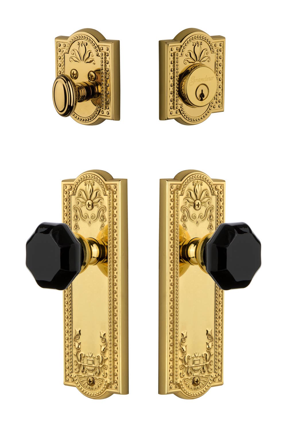 Grandeur Parthenon Plate w/ Lyon Knob & Matching Deadbolt
