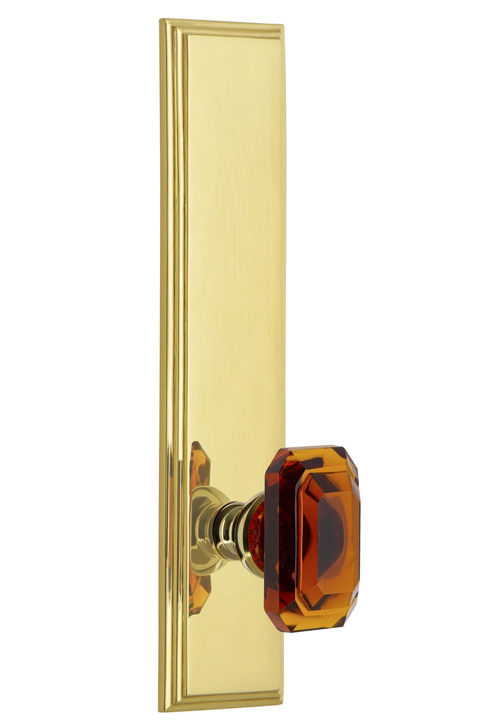 Grandeur Carre' Tall Plate Passage w/ Baguette Amber Knob