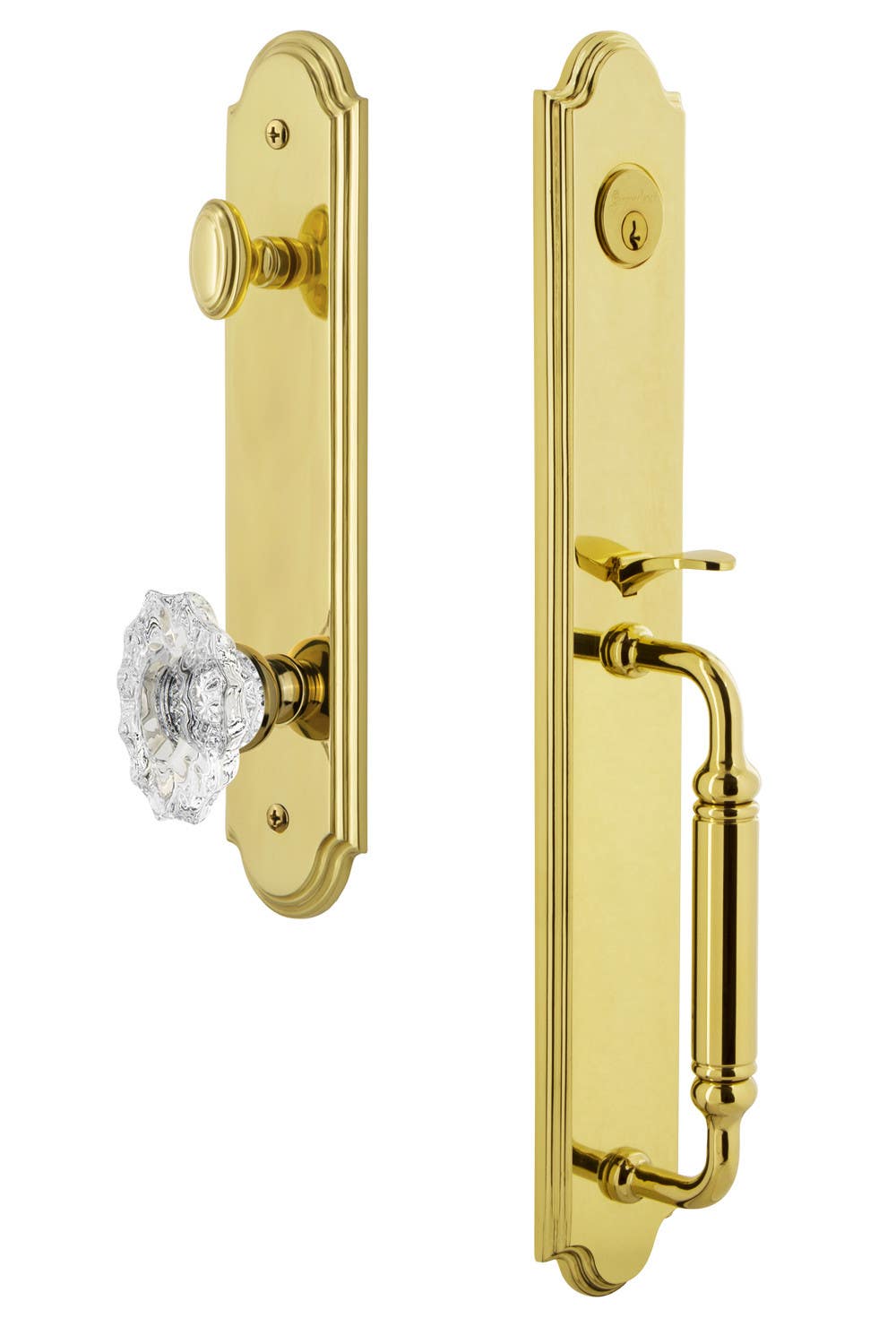 Grandeur Arc One-Piece Handleset w/ Biarritz Knob