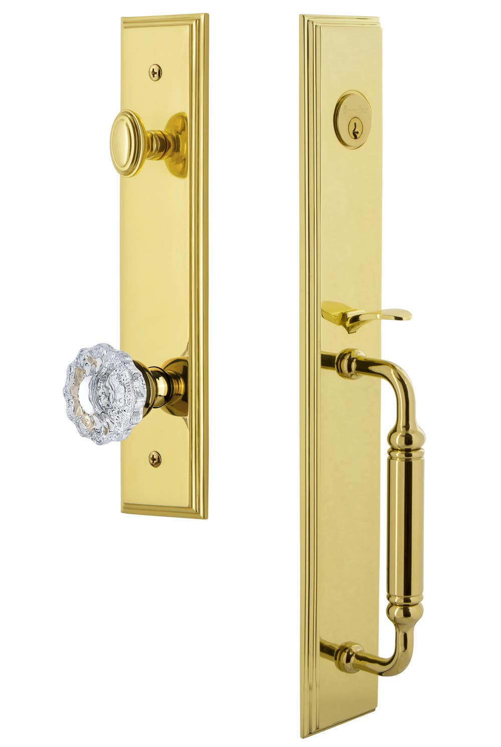 Grandeur Carre' One-Piece Handleset w/ Versailles Knob