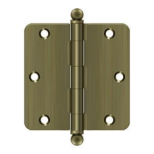 Deltana S35R4-BT 3 1/2" x 3 1/2" x 1/4" Radius Hinge, w/ Ball Tip, Pair