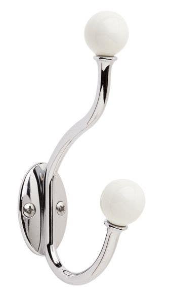 Amerock H55469W26 Globe Decorative Coat and Hat Hook, White/Polished Chrome