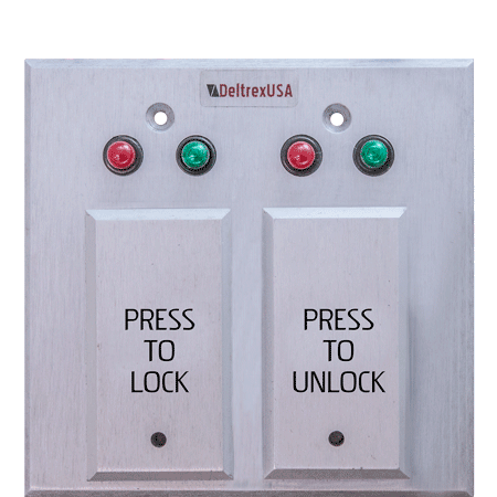 Deltrex T109 Series Push Plate Switch Control, 2 Narrow Push Plates On A 2-Gang Box Back Plate