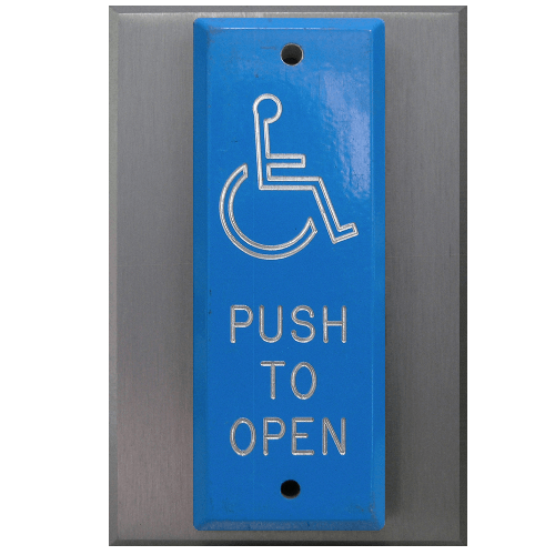 Deltrex T106 Series Push Plate Switch, Push to Open Door w/ HCP Logo