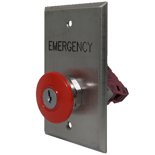 Deltrex 142 Series Emergency Self-Latching Red Push Button Control with Internal Key Release