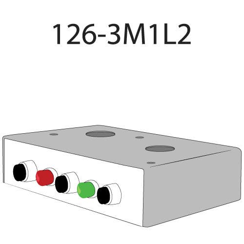 Deltrex 126-3M1L2 Coordinated Snap-Action Momentary Push Call Button Activator, 3 Black Buttons, 1 Red & Green LEDs