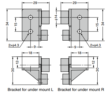 Sugatsune UKZ14 Under Panel Mounting Bracket For HG-JHM14