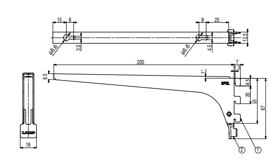 Sugatsune SPHL-FB200 Bracket for Shelf Standard SPHL-1820