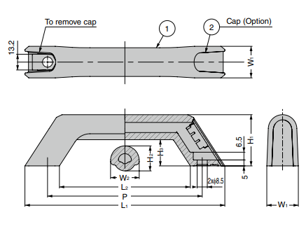 Sugatsune SJH Large Door Handle (w/ Cover Cap Option)
