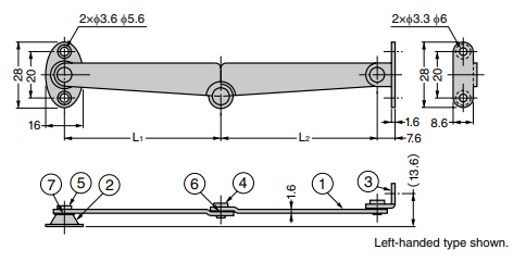 Sugatsune S Lid Stay, Finish-Chrome