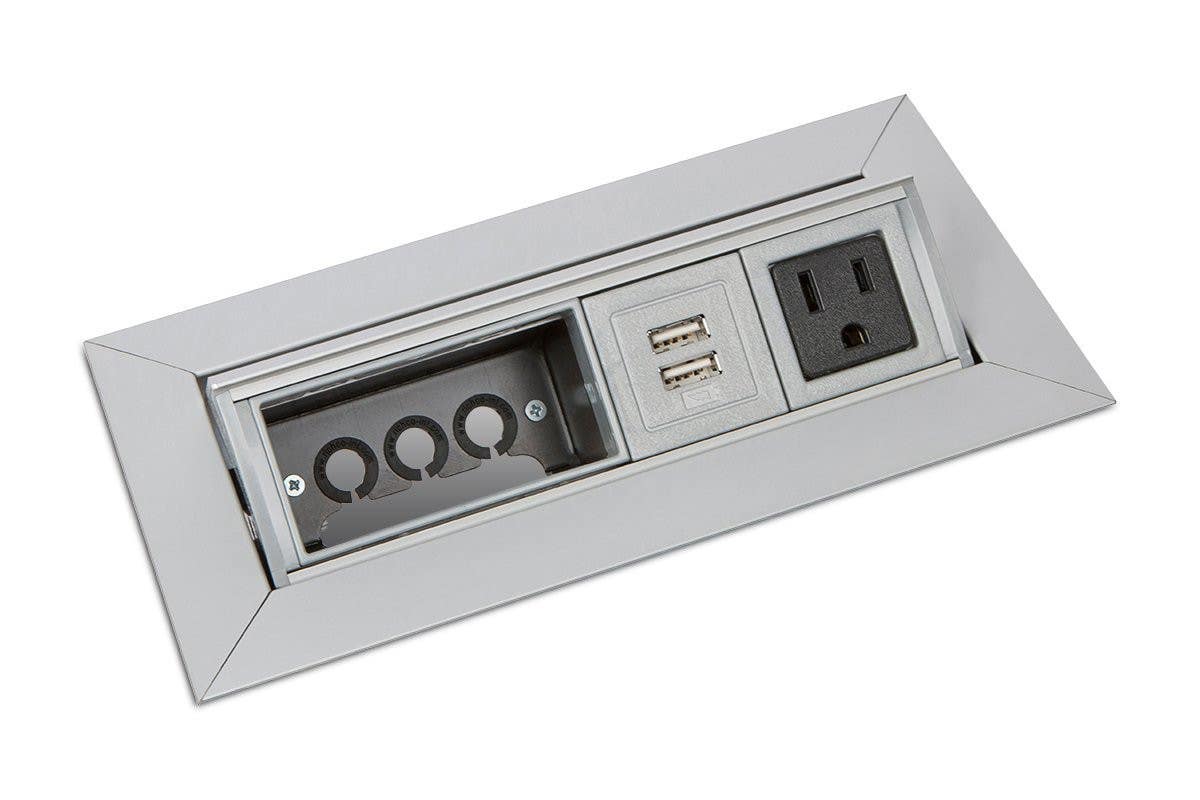 Mockett PCS36B/U1 Medium Pop-Up Power Grommets (2 Power, 1 data, dual USB charger)