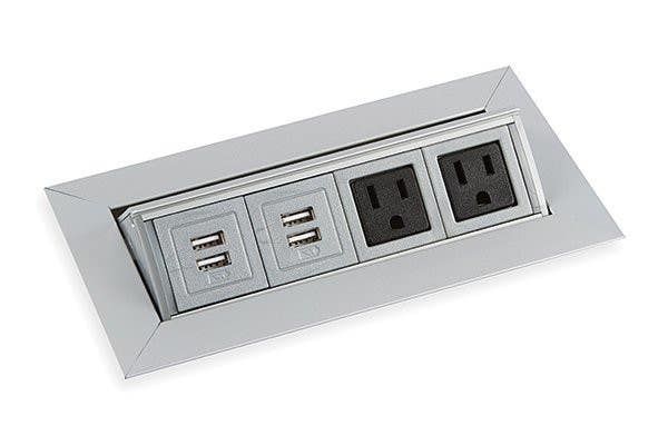 Mockett PCS36B/U2-94 Medium Pop-Up Power Grommets (2 Power, 2 dual USB chargers)