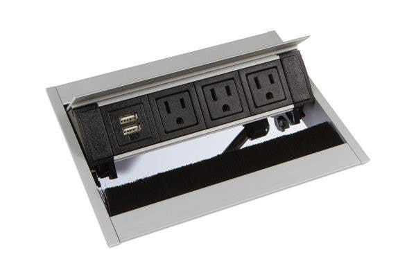 Mockett PCS50BU1 Pop-Up Power Grommets with Brush Liner (3 Power / Dual USB)