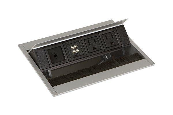 Mockett PCS50H Pop-Up Power Grommets with Brush Liner (2 Power/1 USB/1 Flex-Port)