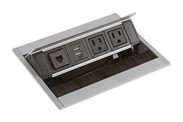 Mockett PCS50IU1 Pop-Up Power Grommets With Brush Liner (2 Power/1 USB/1 Data)