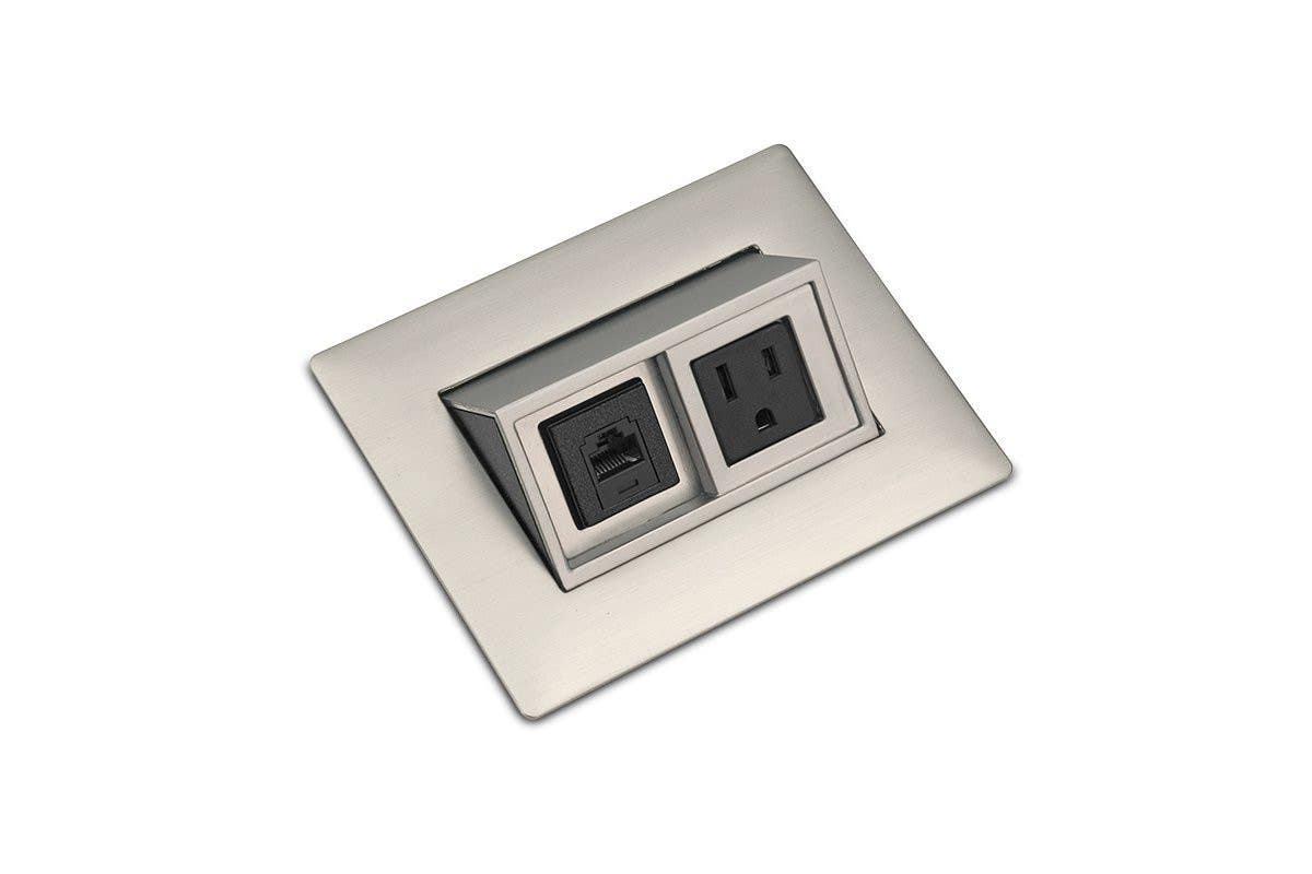 Mockett PCS43C/DE Contemporary Flip-Up Power Grommets - 1 Power/1 Data