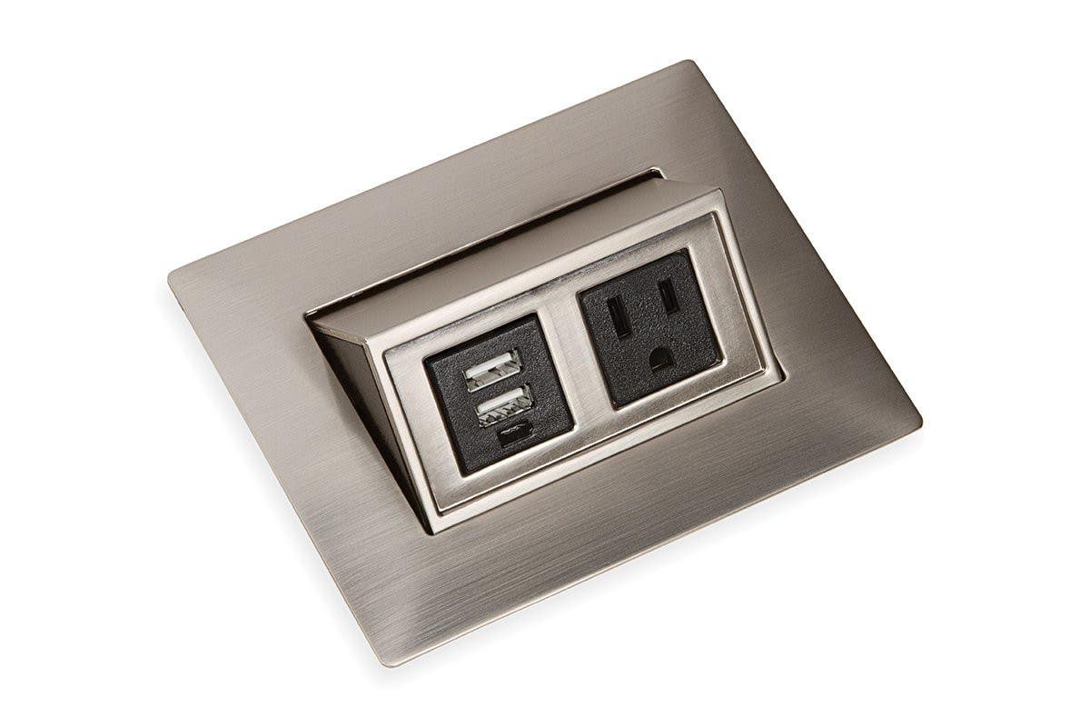 Mockett PCS43C/USB Contemporary Flip-Up Power Grommets - 1 Power/Dual USB Charger