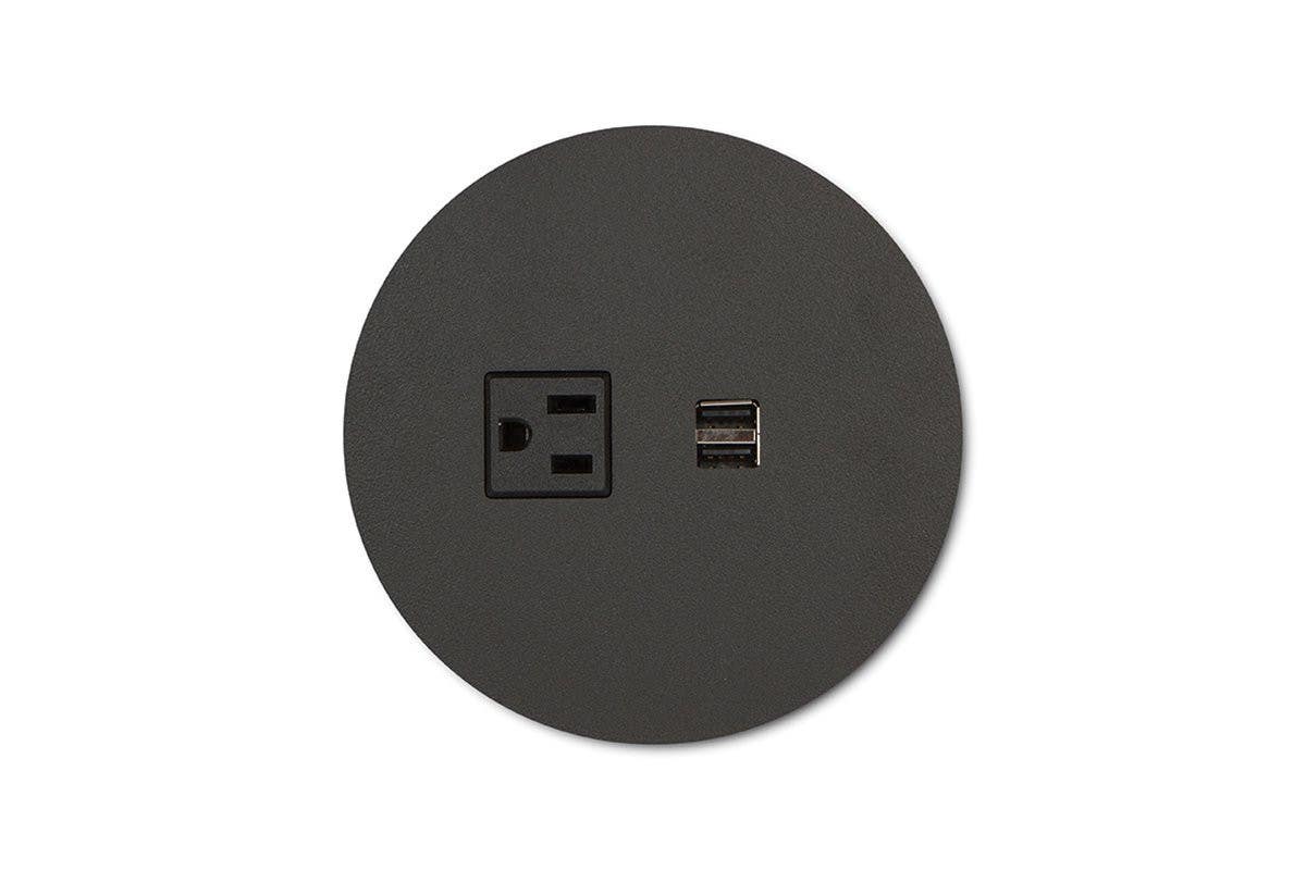 Mockett PCS62A/R Flush Round Power Grommets - 1 Electric/Dual USB