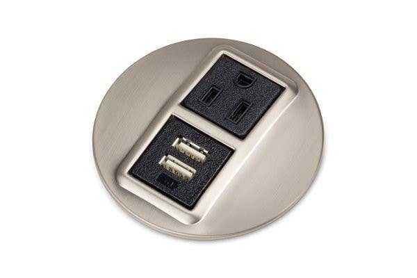 Mockett PCS65/USB Round Recessed Power Grommets - Electric/USB