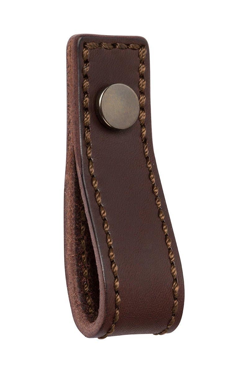 Mockett DP419 Leather Loop Drawer Pull (with Metal Cap Screws)