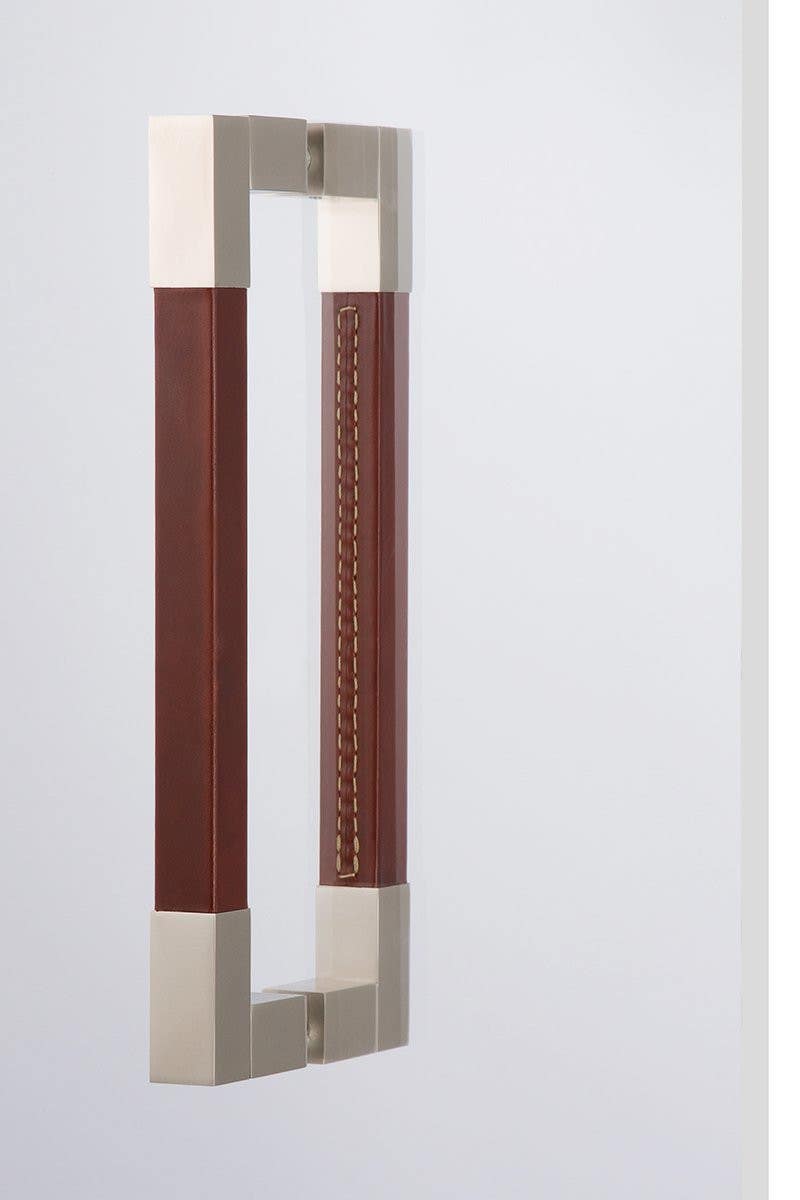 Mockett DH403-BB Square Bar Leather Door Handles Back-to-Back Set